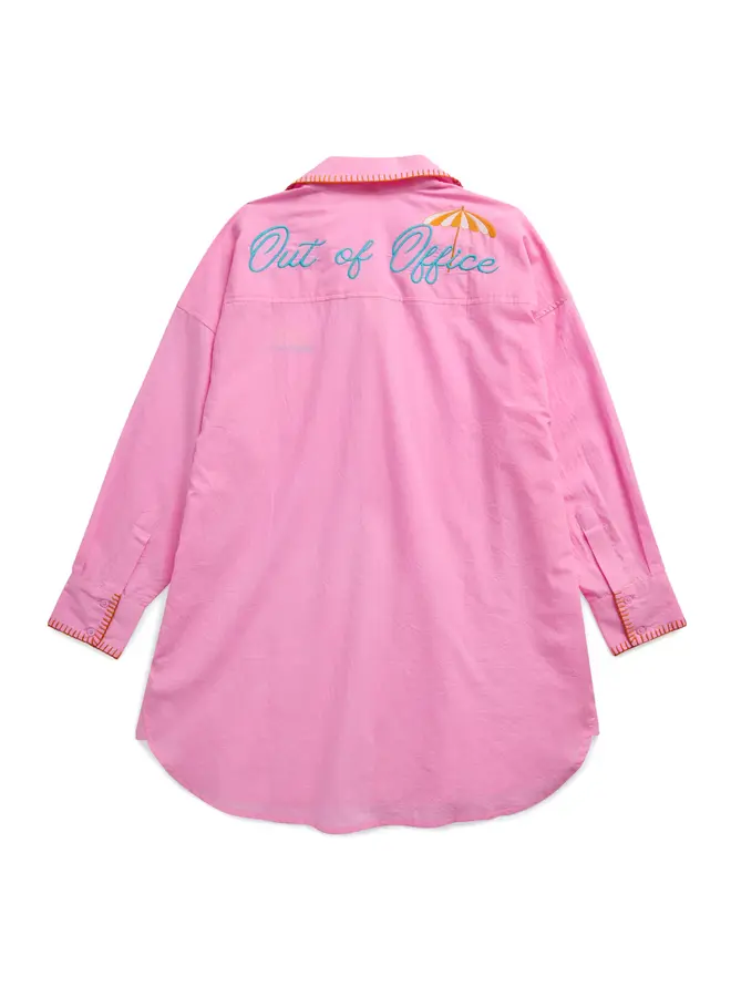 Vacay/Out Of Office Cover Up Shirt Pink
