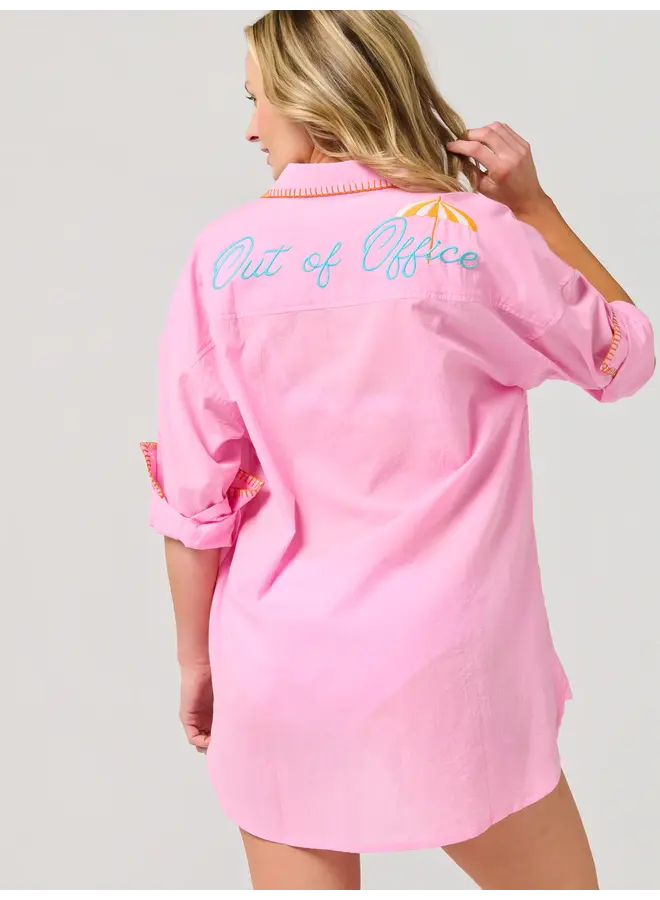 Vacay/Out Of Office Cover Up Shirt Pink