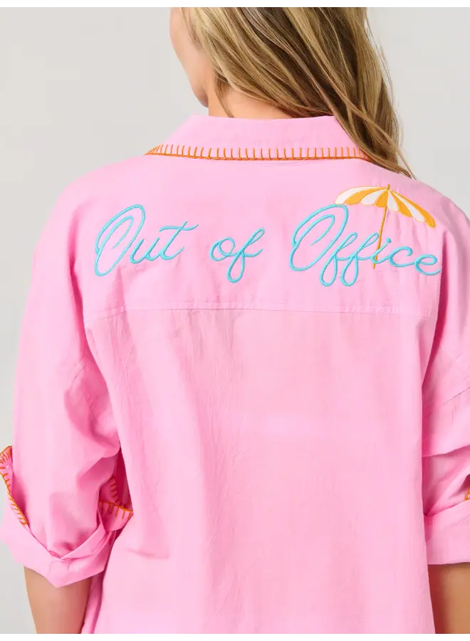 Vacay/Out Of Office Cover Up Shirt Pink