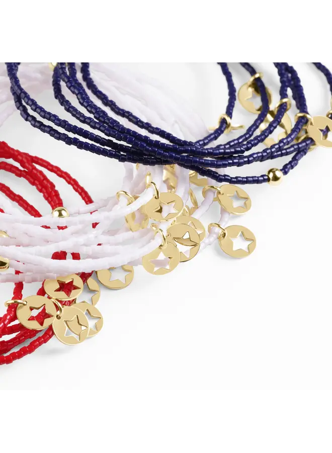 Hope Classic Bracelet - White - Star Small Gold Disc