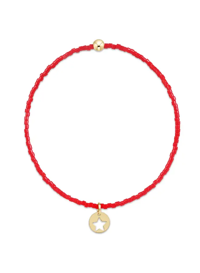 Hope Classic Bracelet - Bright Red - Star Small Gold Disc
