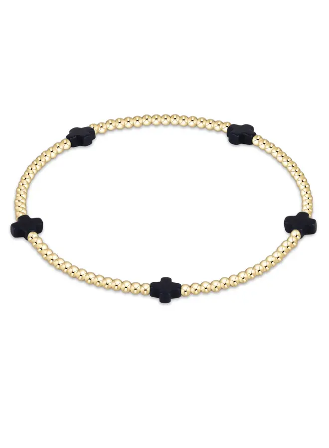Signature Cross Small Gold Pattern 2mm Bead Bracelet