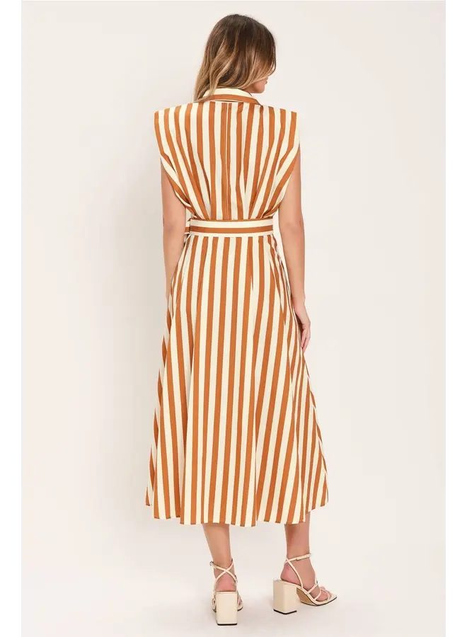 Printed Woven Midi Dress Caramel