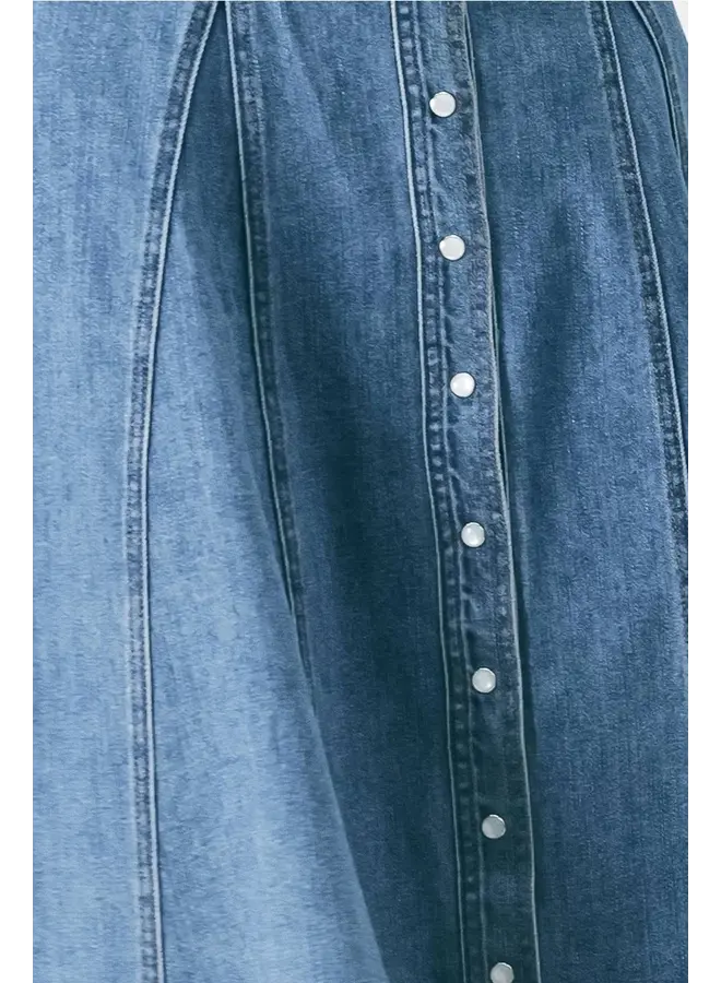 Washed Denim Midi Shirt Dress Denim Blue