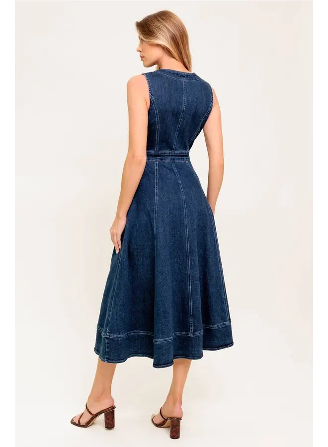 Washed Denim Midi Dress Medium Indigo