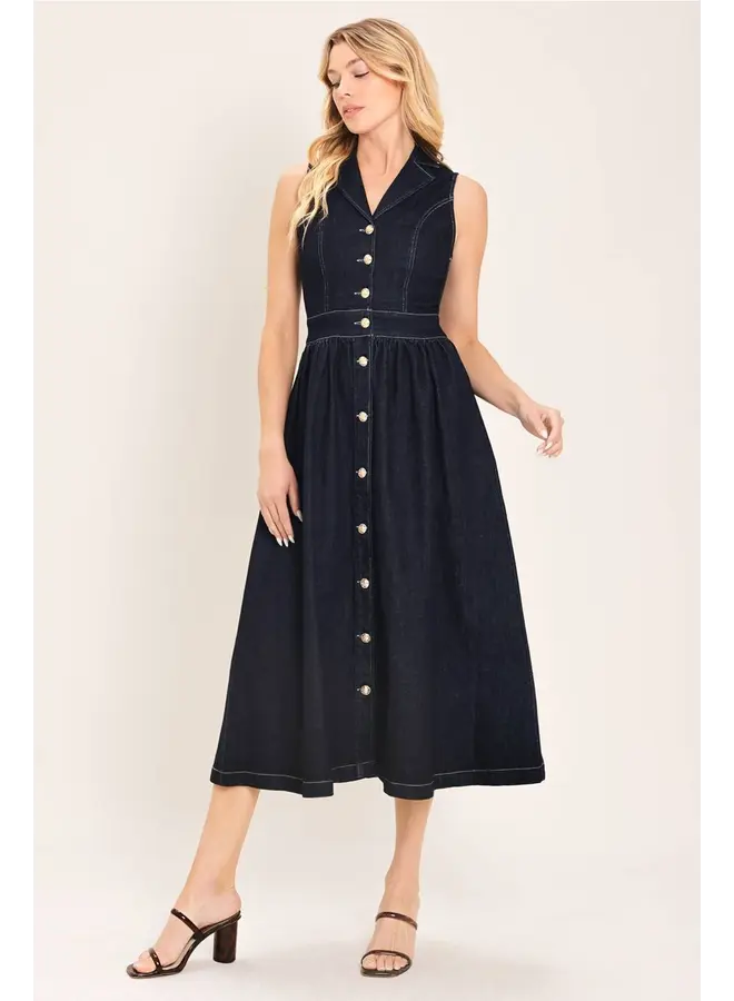 Denim Midi Dress Dark Indigo
