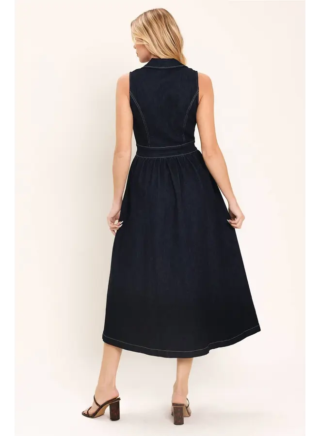 Denim Midi Dress Dark Indigo