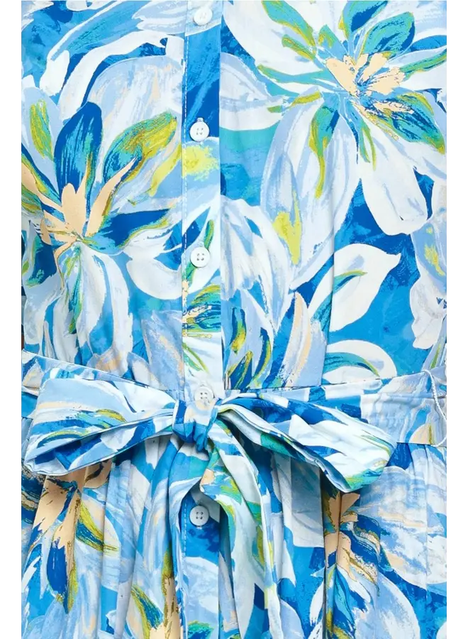 Printed Woven Midi Dress Blue Floral