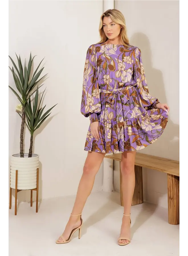 Printed Woven Mini Dress Lavender