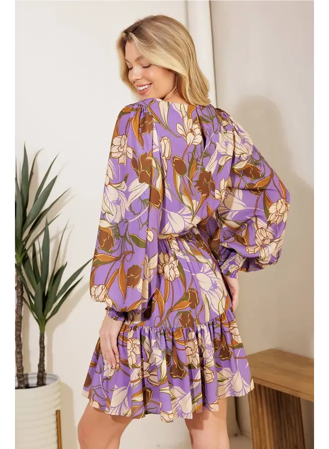 Printed Woven Mini Dress Lavender