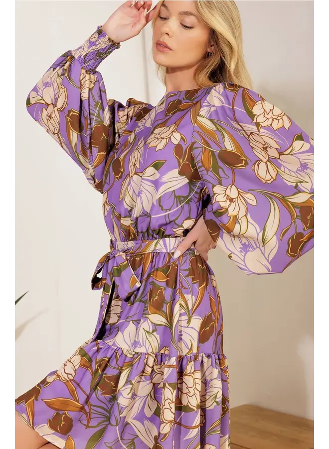 Printed Woven Mini Dress Lavender
