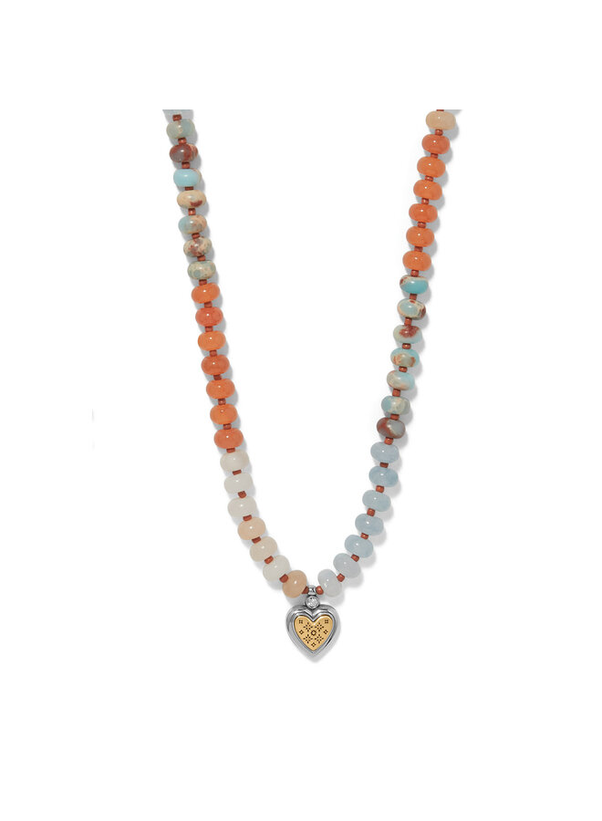 Mosaic Two Tone Heart Beaded Necklace