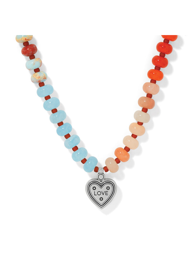 Mosaic Two Tone Heart Beaded Necklace