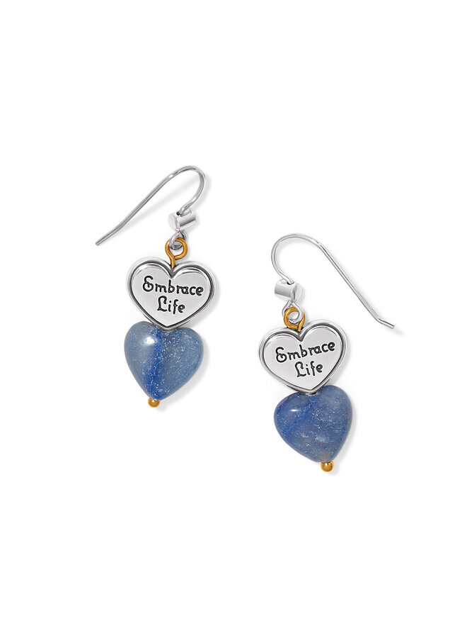 One Heart Duo Heart French Wire Earrings
