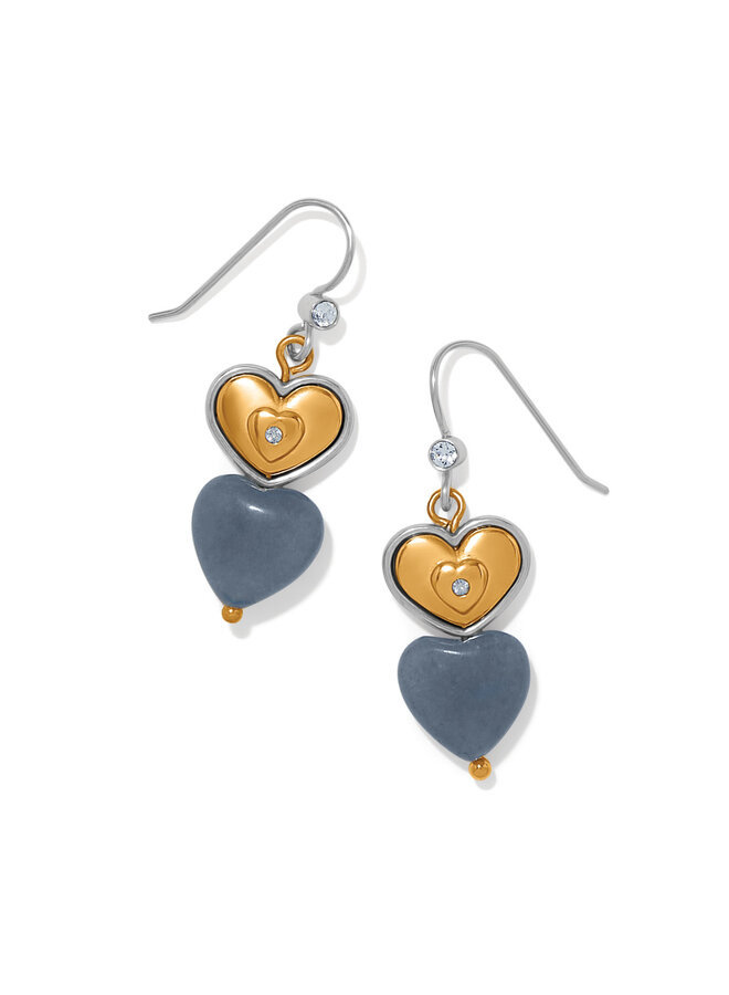 One Heart Duo Heart French Wire Earrings