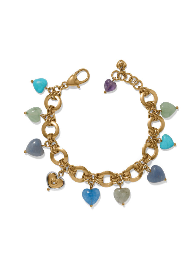 One Heart Multi Heart Bead Link Bracelet
