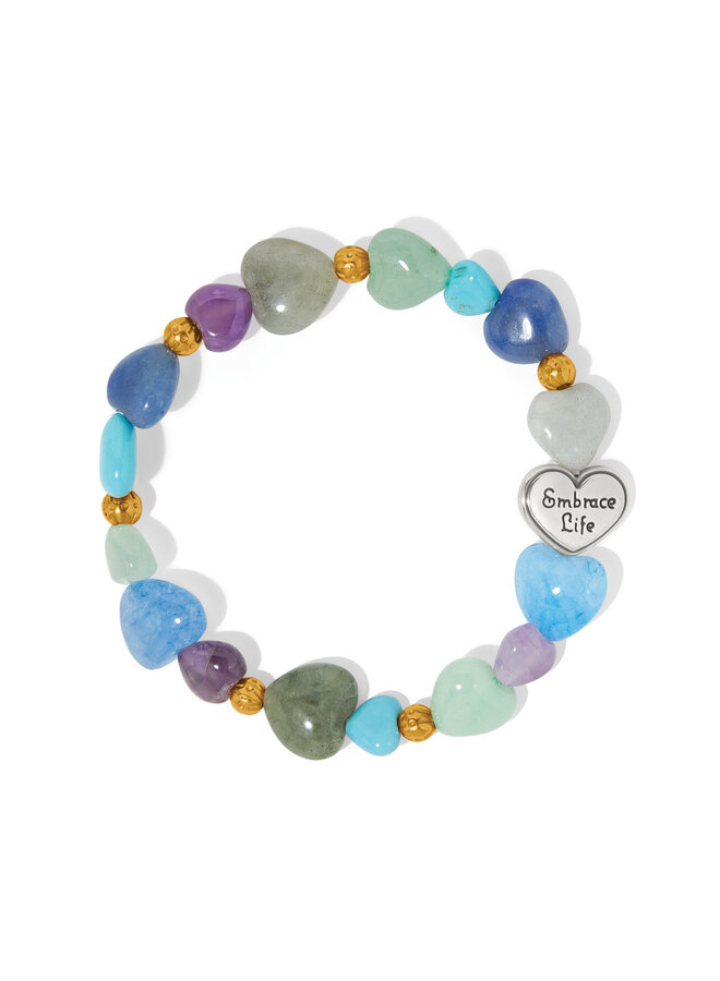 One Heart Multi Heart Bead Stretch Bracelet