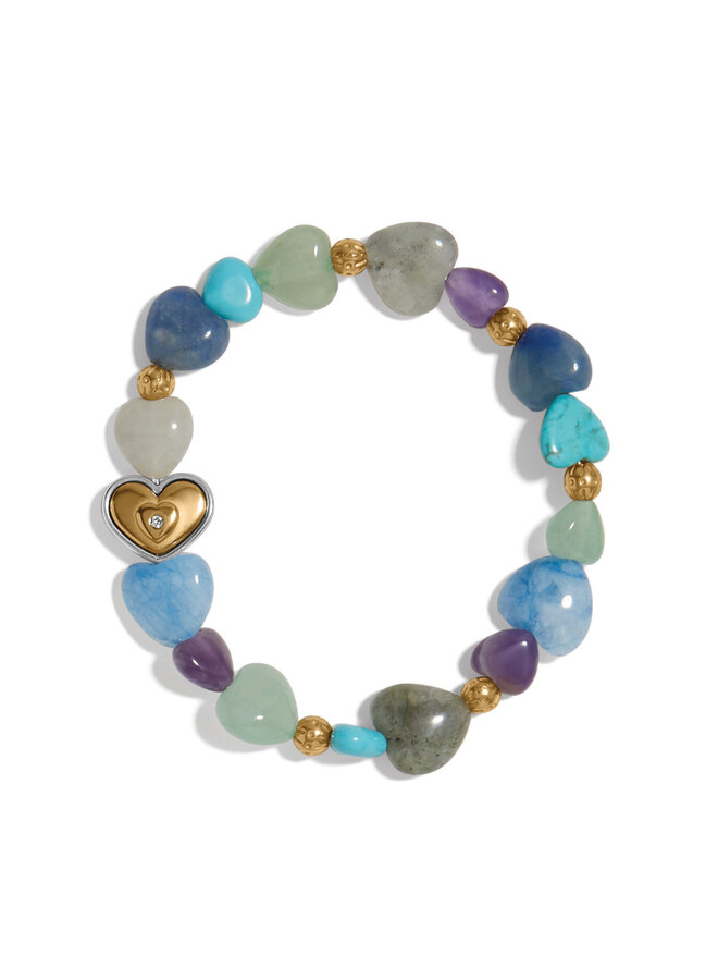 One Heart Multi Heart Bead Stretch Bracelet