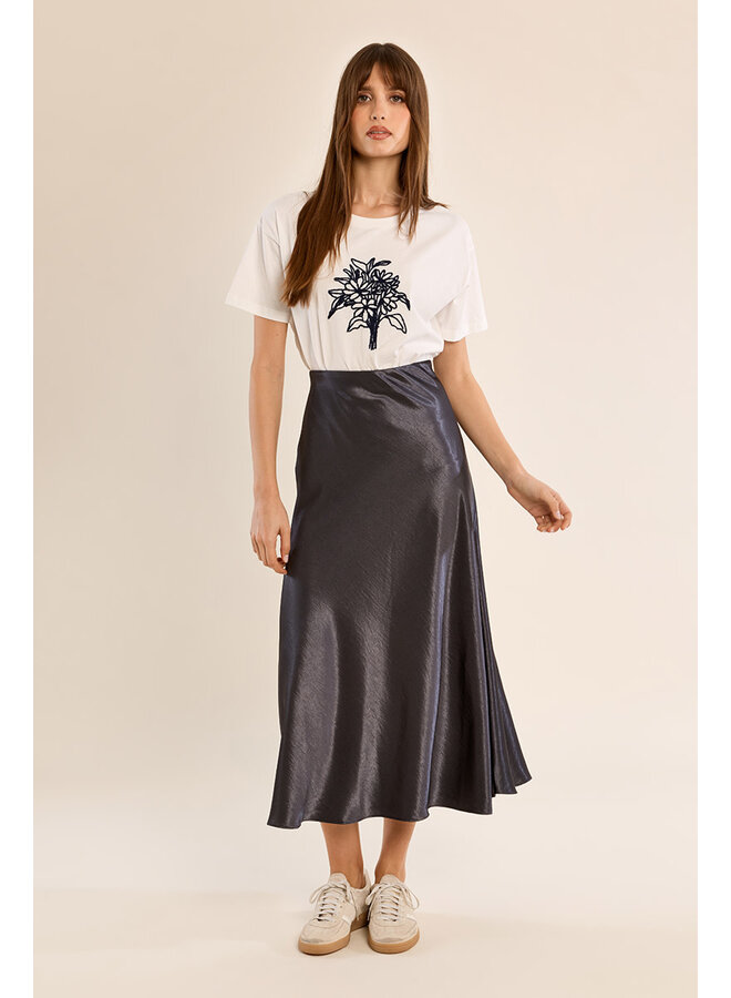 Satin High Waisted Skirt Gun Metal
