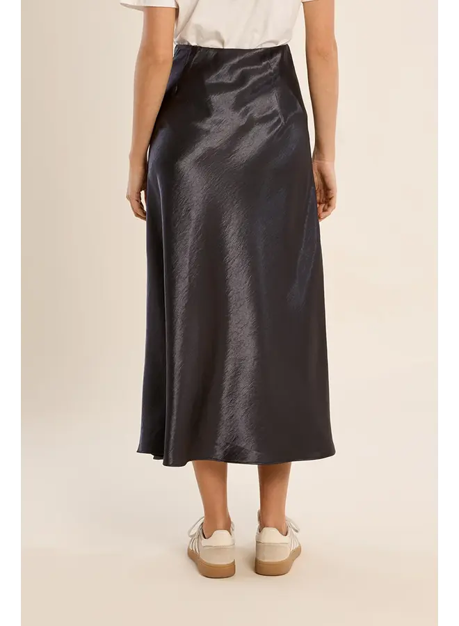 Satin High Waisted Skirt Gun Metal
