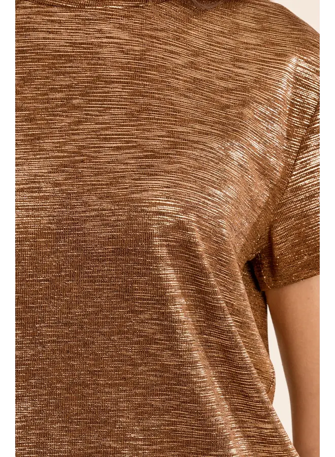 Knitted Metallic Tee Camel