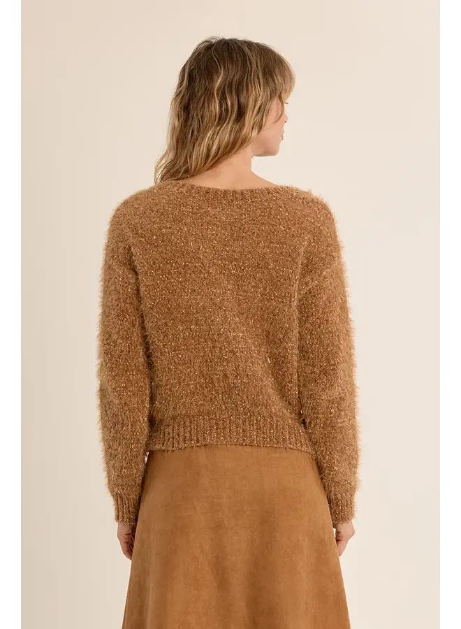 Knitted Fuzzy Cardigan Camel