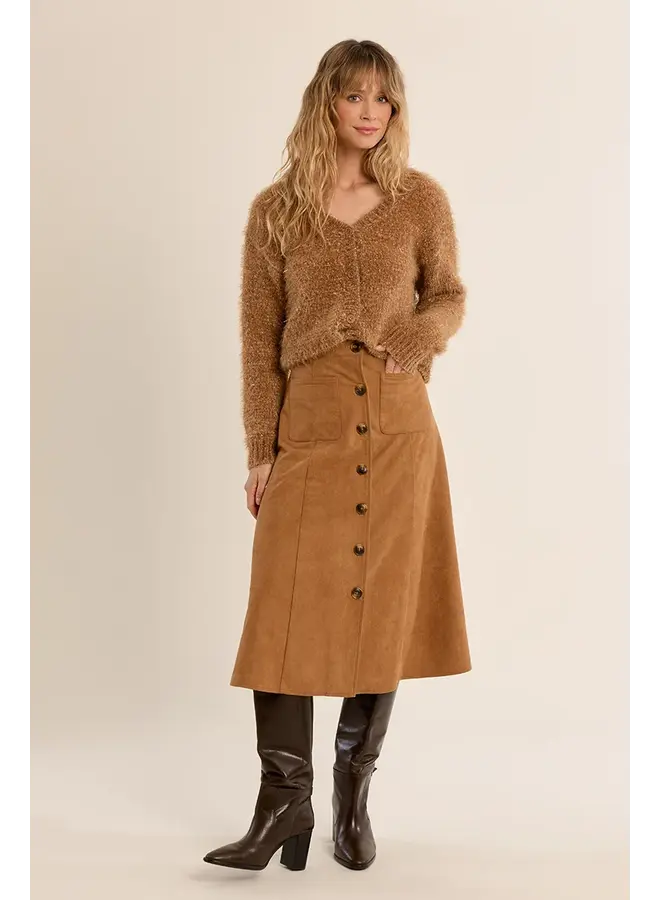 Knitted Fuzzy Cardigan Camel