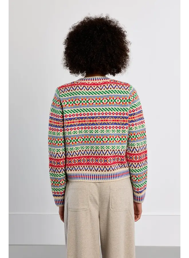 Knitted Cardigan Multicolor Stripe Off White