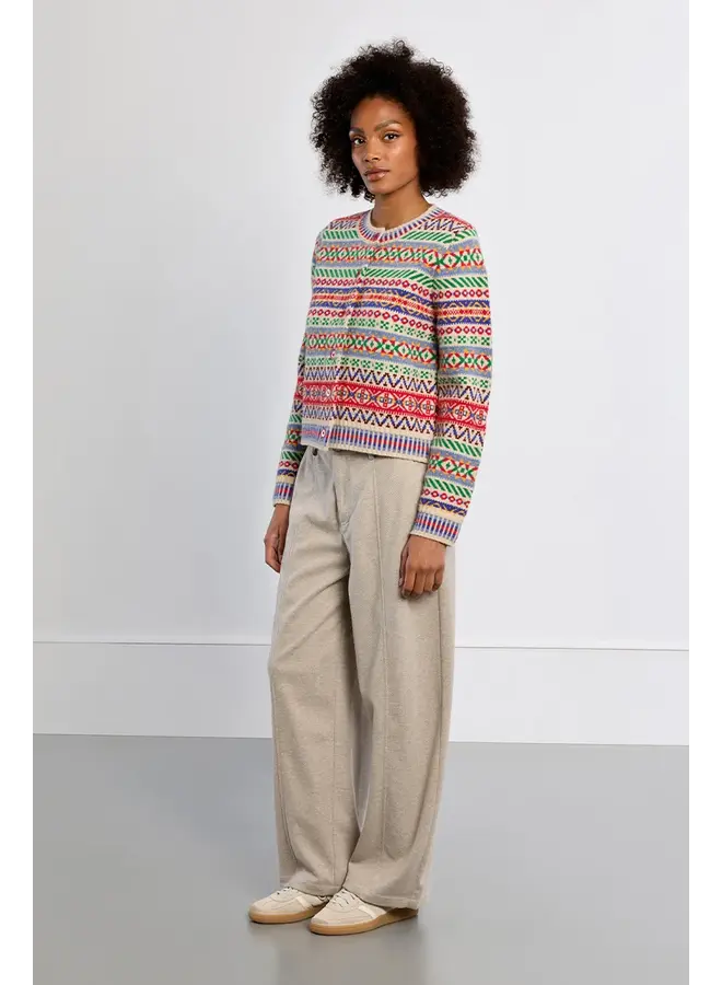 Knitted Cardigan Multicolor Stripe Off White