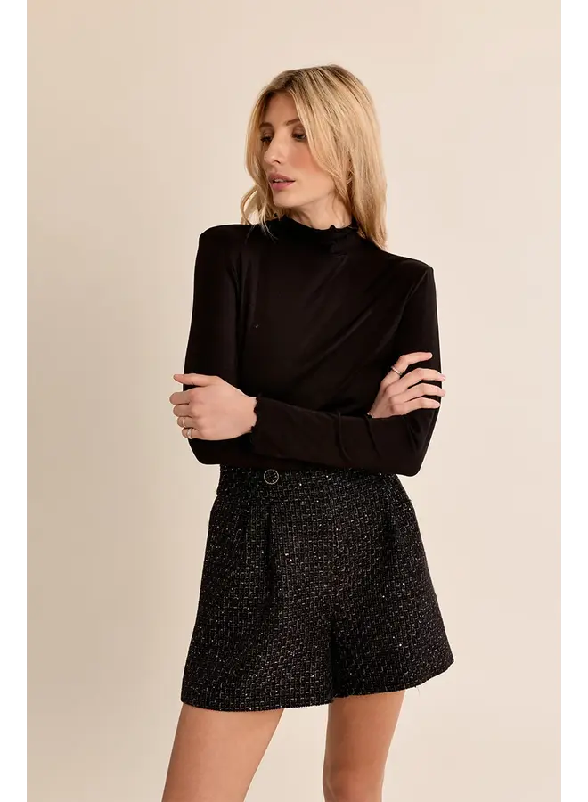 Knitted Ruffle Neck Undersweater Black