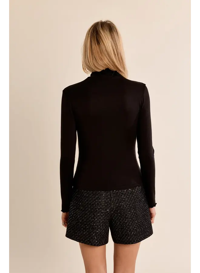 Knitted Ruffle Neck Undersweater Black