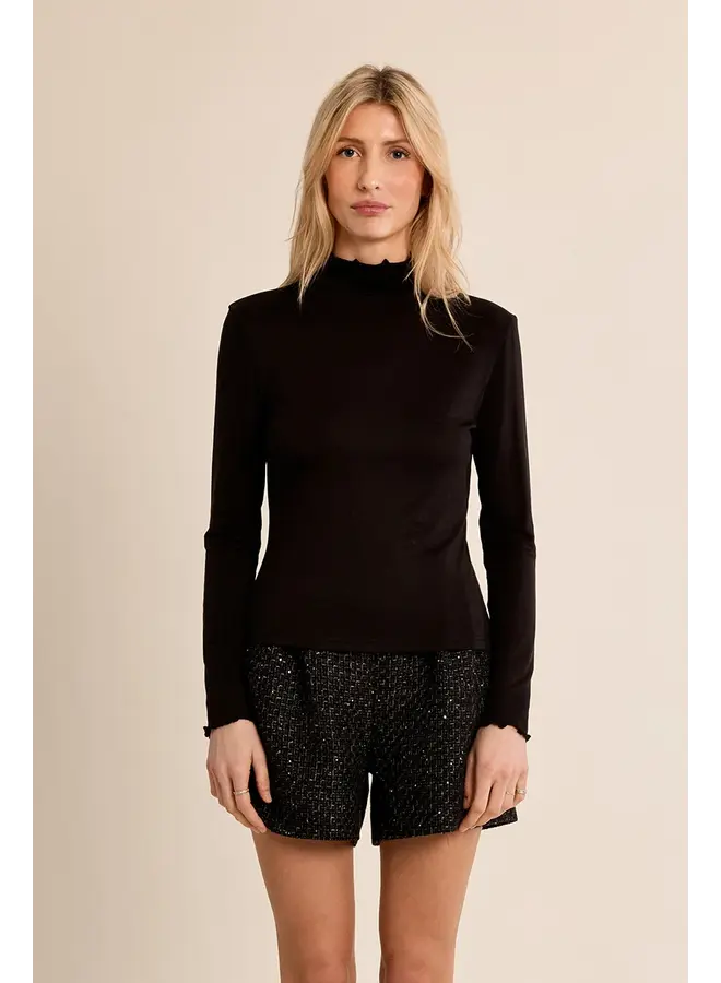 Knitted Ruffle Neck Undersweater Black