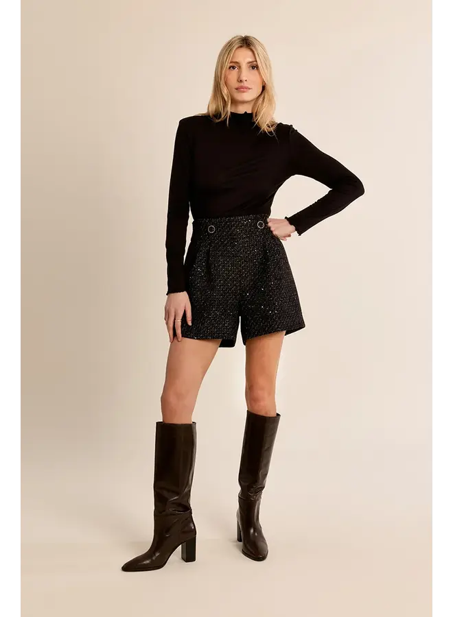 Knitted Ruffle Neck Undersweater Black