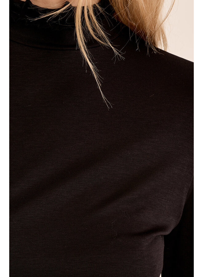 Knitted Ruffle Neck Undersweater Black