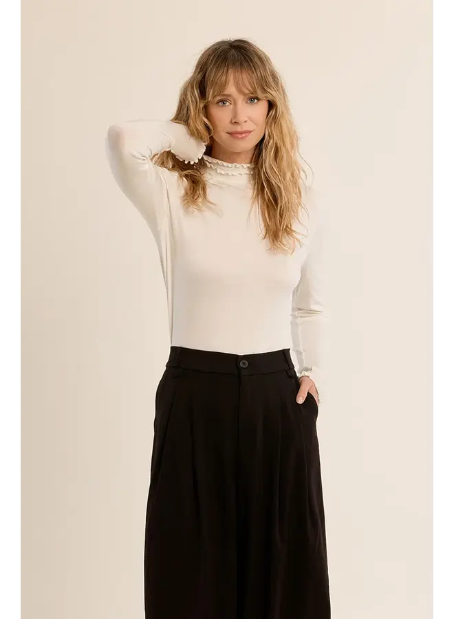 Knitted Ruffle Neck Undersweater Off White