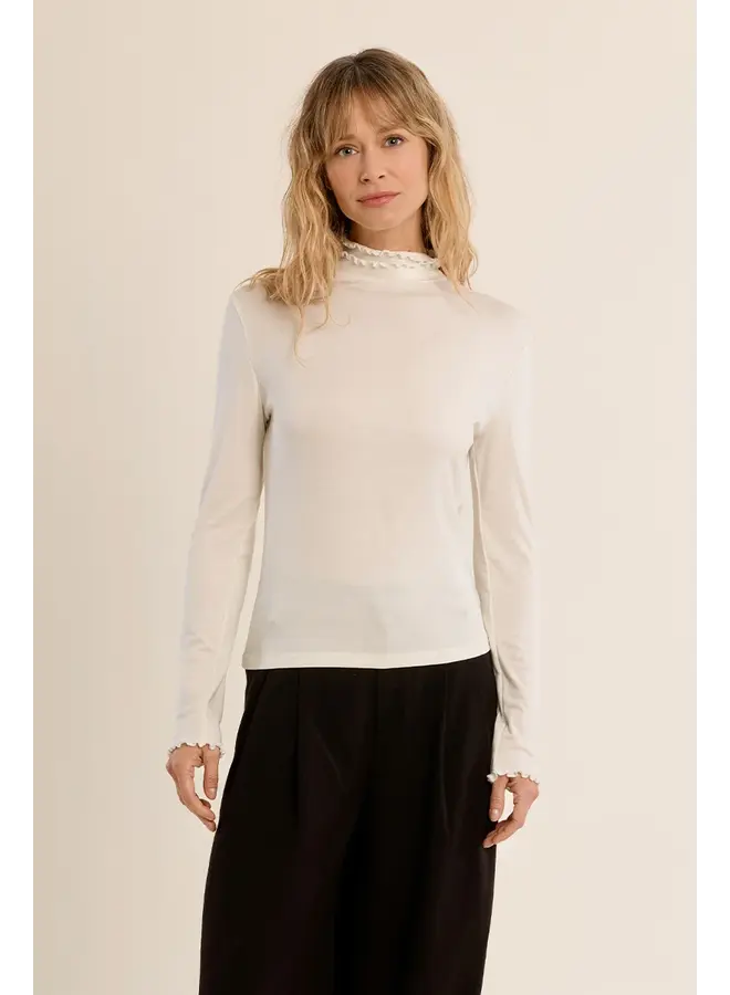 Knitted Ruffle Neck Undersweater Off White