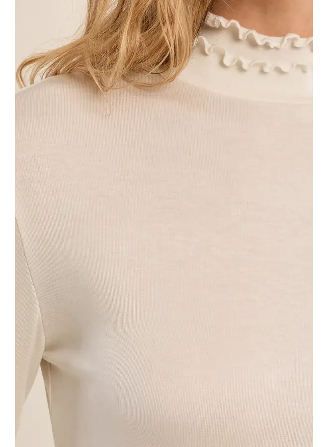 Knitted Ruffle Neck Undersweater Off White