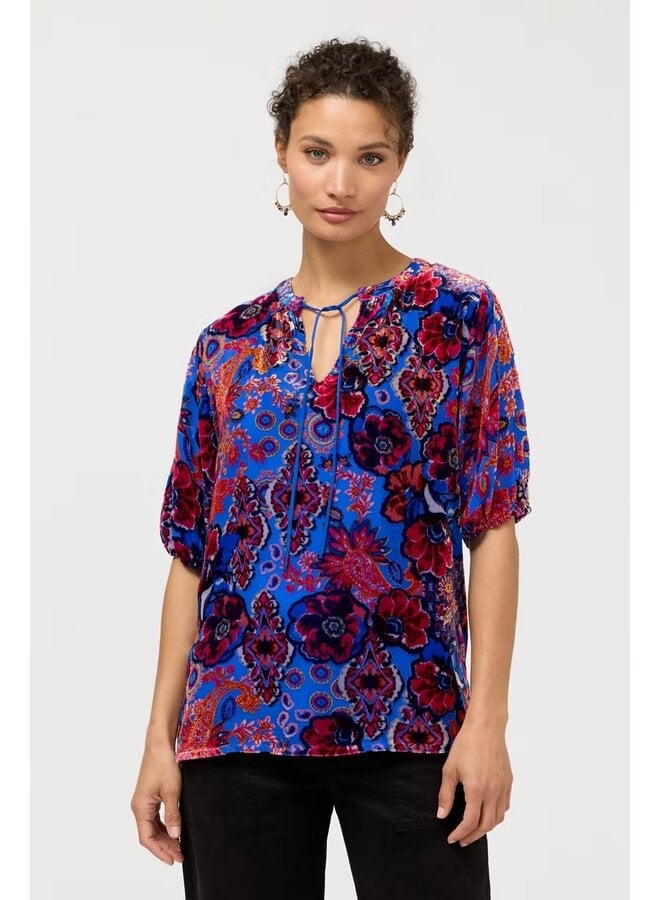 Margot Short Sleeve Blouse Emmanuela Burnout