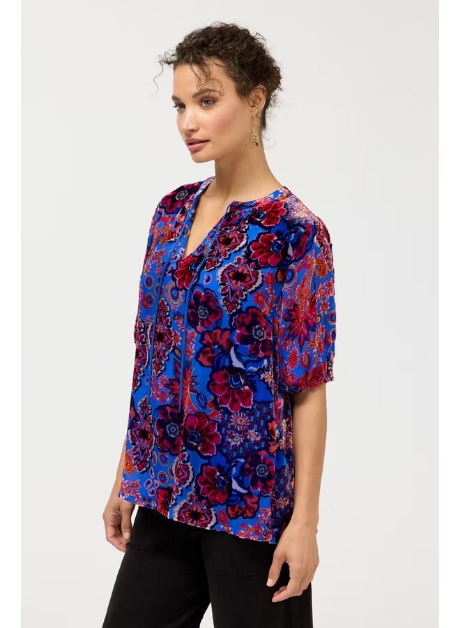 Margot Short Sleeve Blouse Emmanuela Burnout