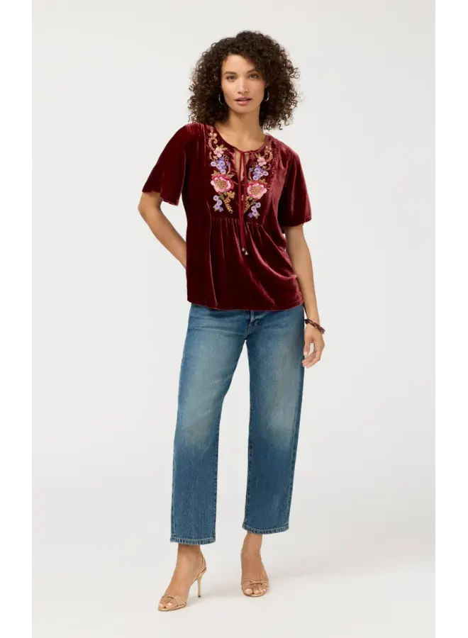 Velvet Yoke Blouse Aerus Mineral Red