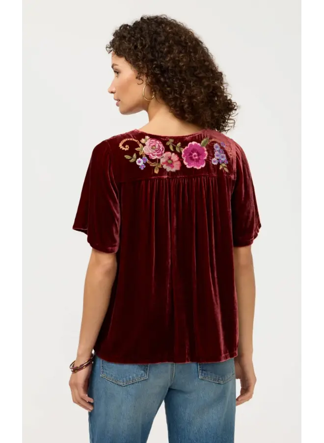 Velvet Yoke Blouse Aerus Mineral Red