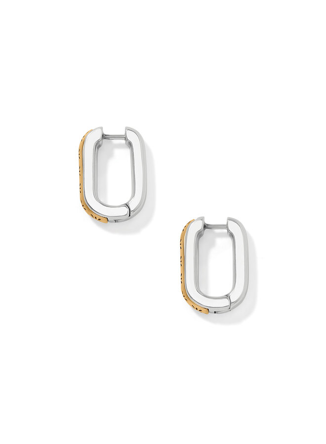 Mosaic Two Tone Hinged Hoop Earrings