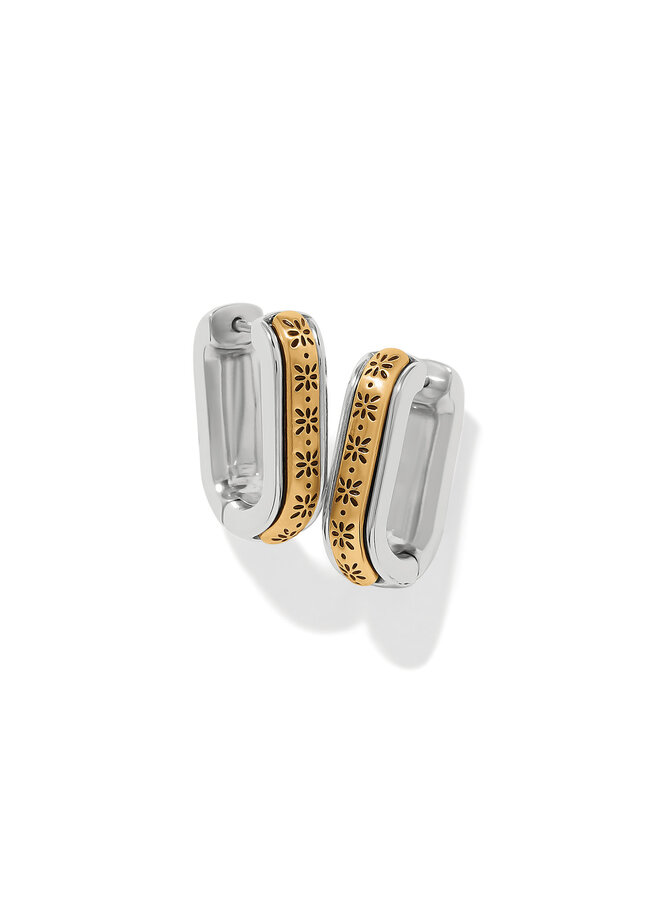 Mosaic Two Tone Hinged Hoop Earrings