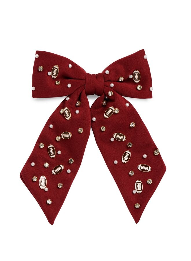 Game Day Charms Bow Clip Maroon