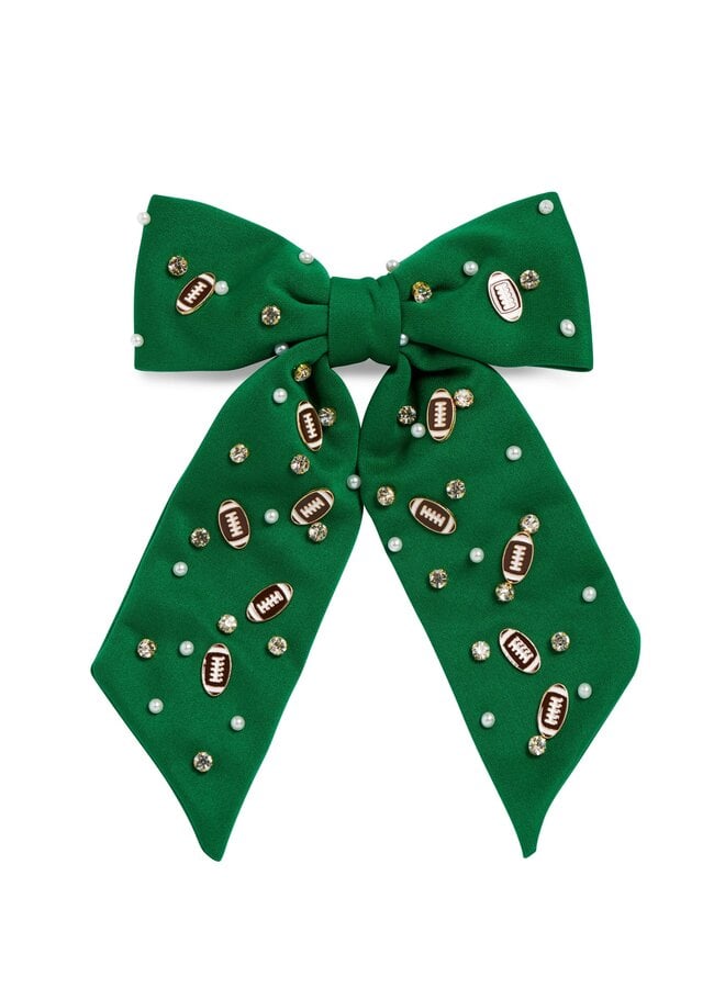 Game Day Charms Bow Clip Green