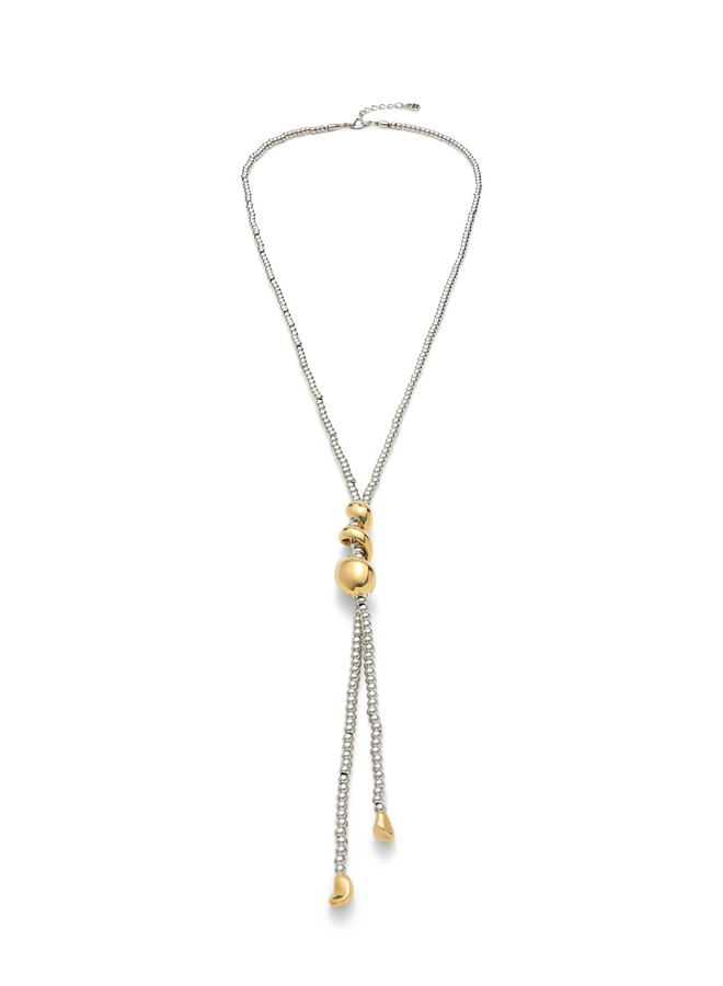 Originia Long Beaded Necklace Mixed Metal