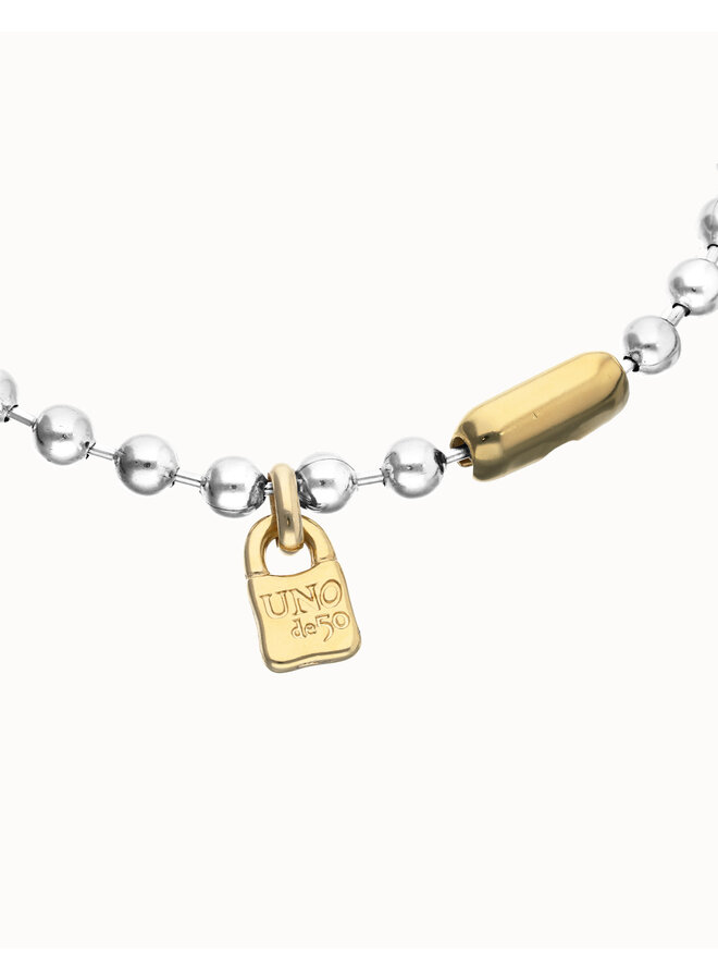 Bead Necklace with Contrasting Accents Mixed Metal