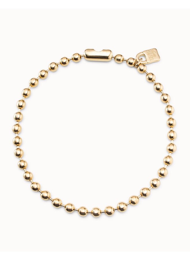 Short Beaded Necklace with Padlock Gold