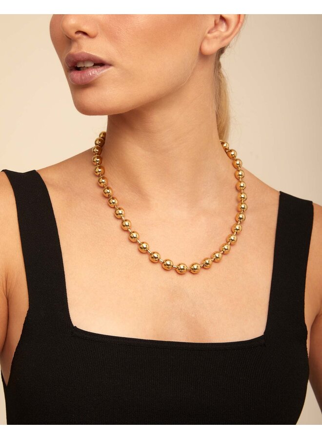 Short Beaded Necklace with Padlock Gold