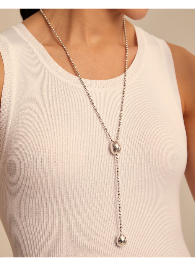 Long Adjustable Chain Necklace Silver
